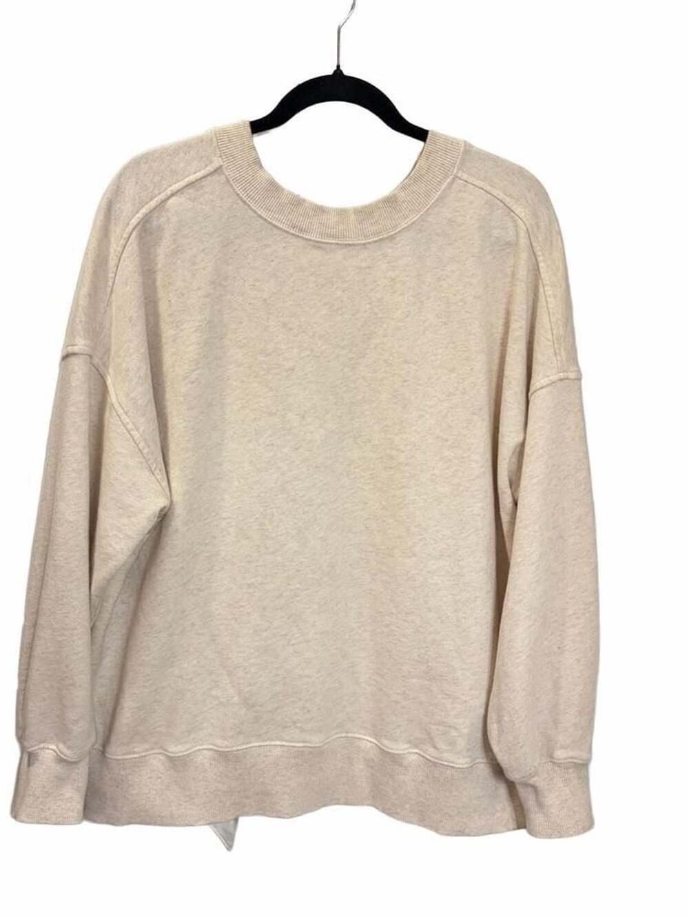 Aerie Women’s Cream Open Back Bow Sweatshirt Oatmeal Cozy Oversized